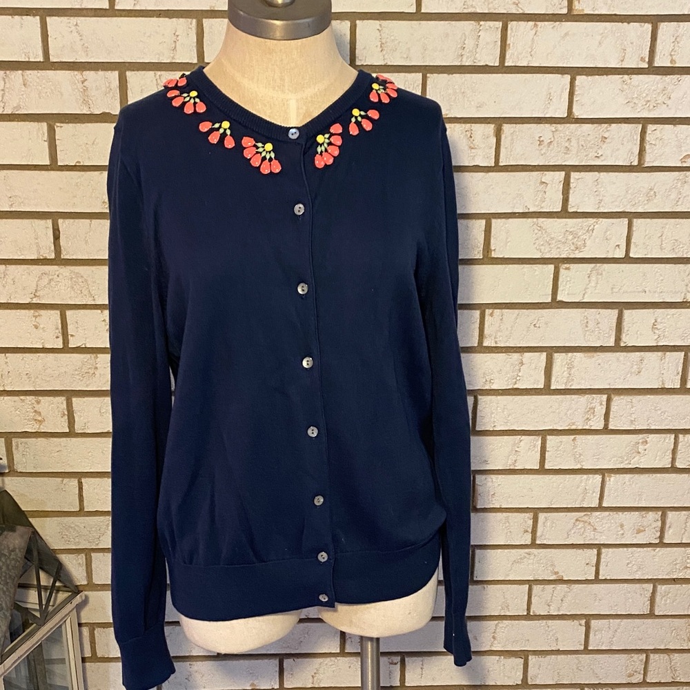 Navy Blue Embellished Women's Sweater